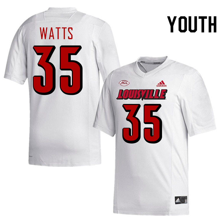 Youth #35 Antonio Watts Louisville Cardinals College Football Jerseys Stitched-White